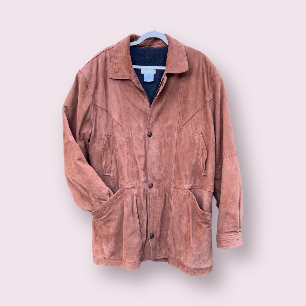 Vintage leather mid-length jacket
